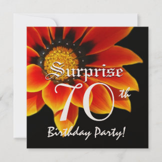 Invitación SORPRESA 70º Naranja del partido de cumpleaños Flo