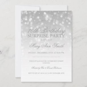 Invitación Sorpresa 70.º cumpleaños de luz de espuma de bokeh
