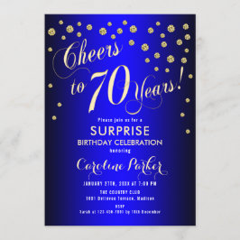 Invitación Sorpresa 70.º cumpleaños - Royal Blue Gold