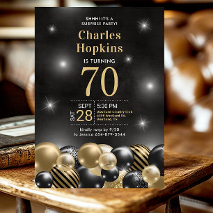 Invitación Sorpresa 70.º Fiesta de los globos de oro negro