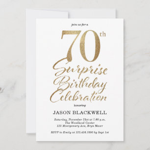 Invitación Sorpresa 70.º oro de la fiesta de cumpleaños