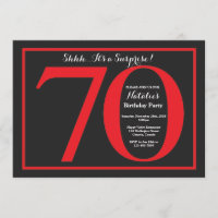 Sorpresa 70.º tablero rojo y negro de cumpleaños