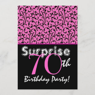 Invitación SORPRESA 70 Aniversario de la Lina Rosa Swirl Pape