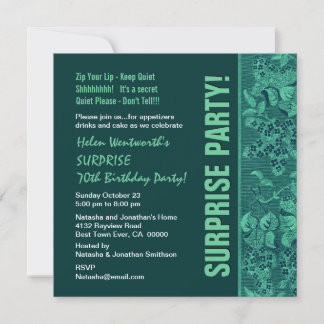 Invitación SORPRESA 70 AÑOS Verde Verde azulado moderno