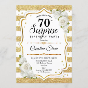 Invitación Sorpresa 70 cumpleaños - blanco dorado