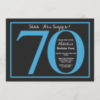 Sorpresa 70 cumpleaños Cartón azul y negro