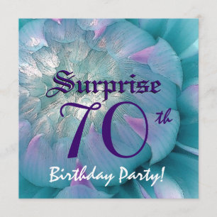 Invitación SORPRESA 70 cumpleaños Dahlia Azul y Púrpura W077