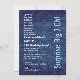 Invitación SORPRESA 70 cumpleaños Damasco Azul blanco W1467