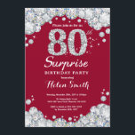 Invitación Sorpresa 70 cumpleaños Diamante rojo de plata borg<br><div class="desc">Sorpresa 80 cumpleaños invitación. Borgoña Rojo y Plata Diamante de imitación Diamante Verde azulado Turquesa Aqua Fondo. Elegante Bash cumpleaños. Cumpleaños de adultos. Cumpleaños de las mujeres. Cumpleaños de los hombres.
Para más personalización,  haga clic en el botón "Personalizar" y utilice nuestra herramienta de diseño para modificar esta plantilla.</div>
