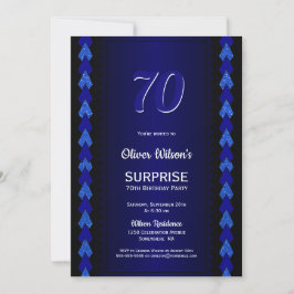 Invitación Sorpresa 70 cumpleaños Fiesta negro y azul