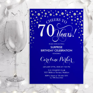 Invitación Sorpresa 70 cumpleaños fiesta - Plata azul real