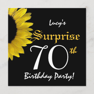 Invitación SORPRESA 70 cumpleaños girasol amarillo W1777