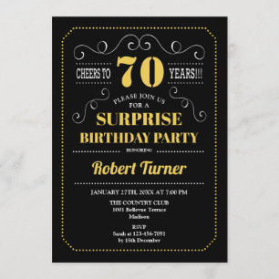 Invitación Sorpresa 70 cumpleaños - Oro negro
