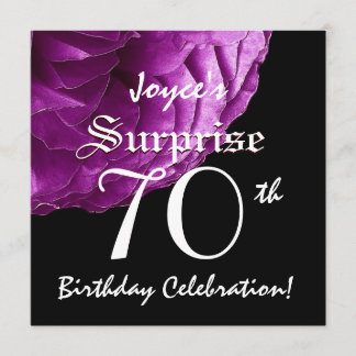 Invitación SORPRESA 70 cumpleaños partido Purple Rosa W067