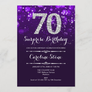 Invitación Sorpresa 70 cumpleaños - Plata morada