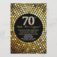 Sorpresa 70 cumpleaños Purpurina de oro y negro