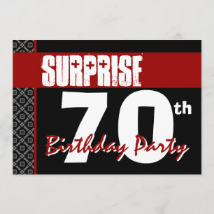 Invitación Sorpresa 70 cumpleaños Red y Black V05