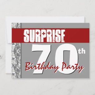 Invitación Sorpresa 70 cumpleaños rojo y gris V03