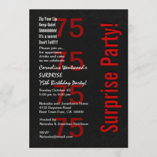 Invitación SORPRESA 75º Nacimiento Blanco Negro Ver B04