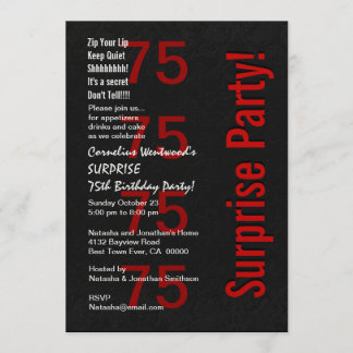 Invitación SORPRESA 75º Nacimiento Blanco Negro Ver B04