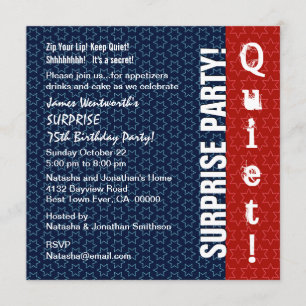 Invitación SORPRESA 75 Aniversario moderno Estrella Azul Blan