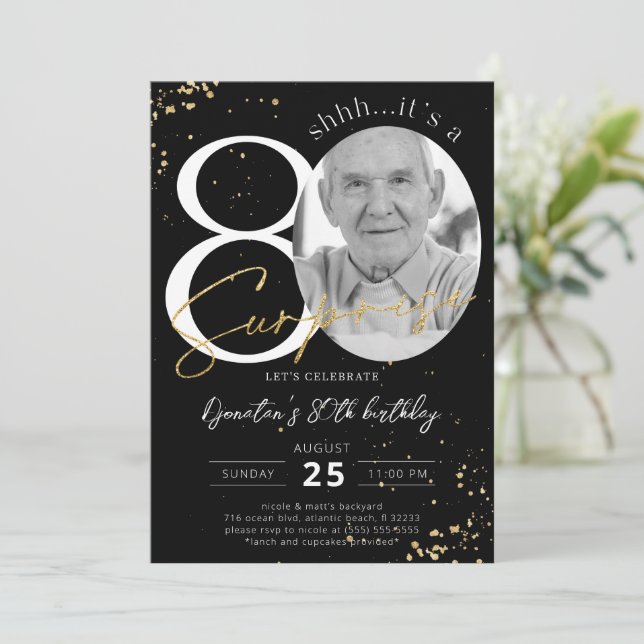 Invitación Sorpresa 80.ª foto de oro negro (Anverso de pie)