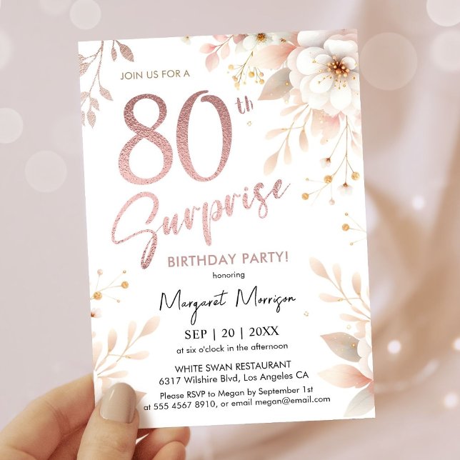 Invitación Sorpresa 80.º Rosa de la fiesta de cumpleaños Chic (Subido por el creador)