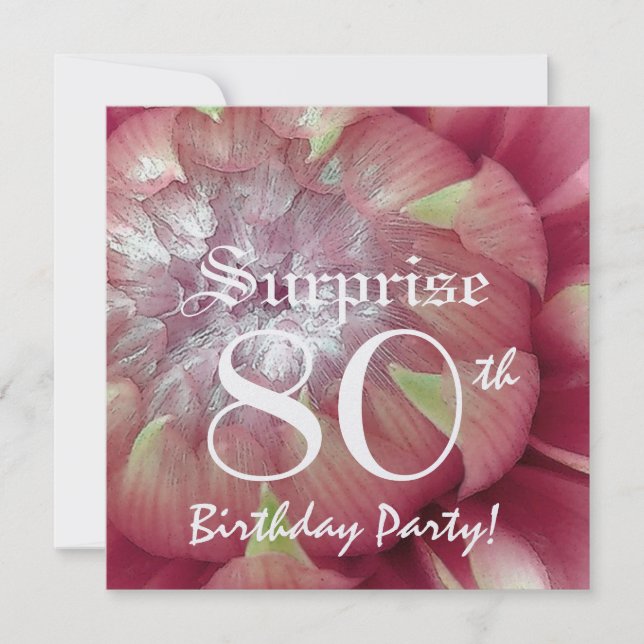 Invitación SORPRESA: 80° cumpleaños, Dahlia rosa, BY06 (Anverso)