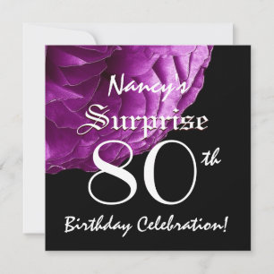 Invitación SORPRESA 80 cumpleaños partido Purple Rosa W068