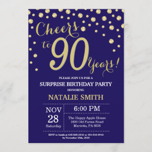 Invitación Sorpresa 90.º Diamante Azul y Oro de la Marina de 