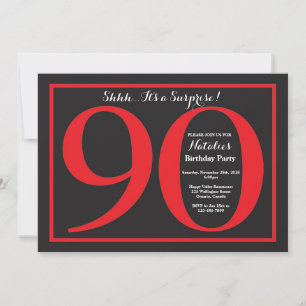 Invitación Sorpresa 90.º tablero rojo y negro