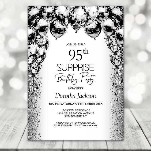 Invitación Sorpresa 95º cumpleaños Fiesta de los globos blanc (Subido por el creador)