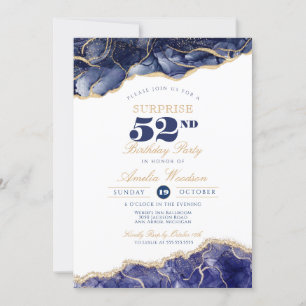 Invitación Sorpresa Adultos Cumpleaños Elegante Navy Agate Cu