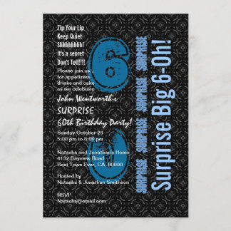 Invitación SORPRESA Azul blanco y negro W1754