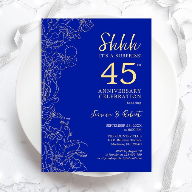 Invitación Sorpresa azul zafiro 45 años (Subido por el creador)