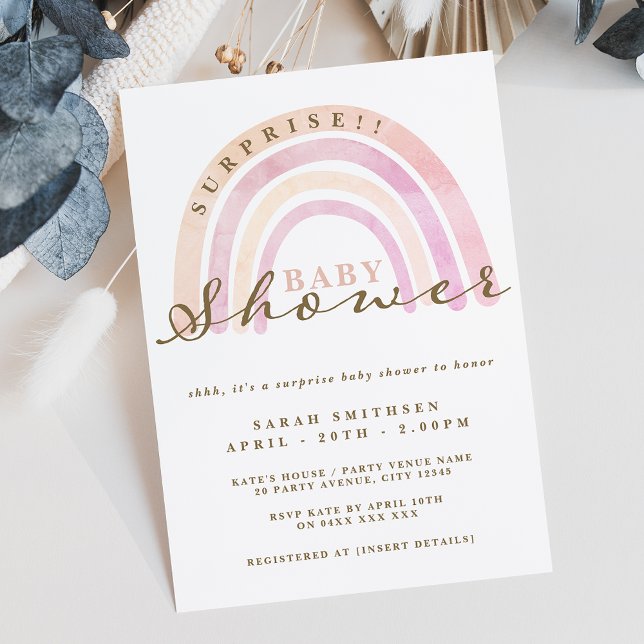Invitación Sorpresa Baby Shower Arcoiris neutral (Subido por el creador)