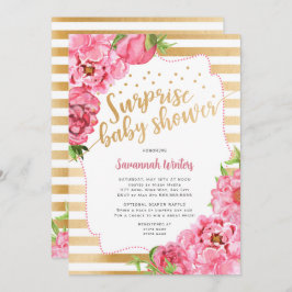 Invitación Sorpresa Baby Shower | peonatos de oro rosa