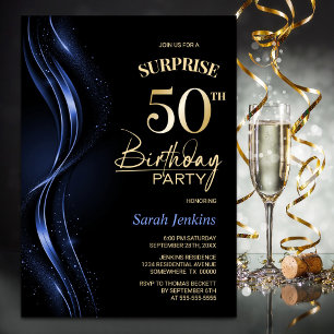 Invitación Sorpresa Black Blue 500 cumpleaños