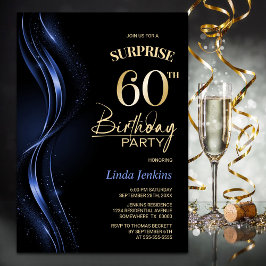 Invitación Sorpresa Black Blue 60 cumpleaños