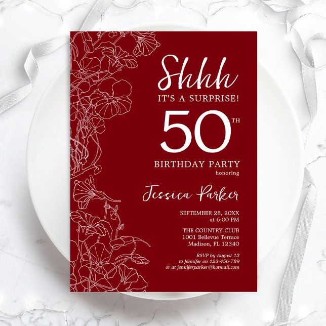 Invitación Sorpresa Blanca Roja 50 años (Subido por el creador)