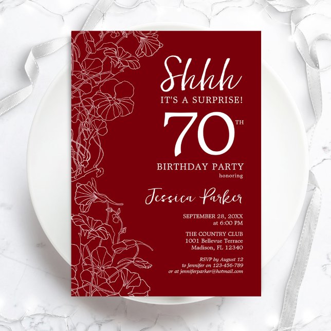 Invitación Sorpresa blanca roja 70 cumpleaños (Subido por el creador)