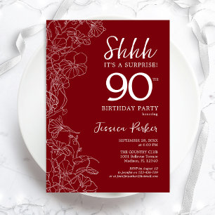 Invitación Sorpresa Blanca Roja 90 cumpleaños