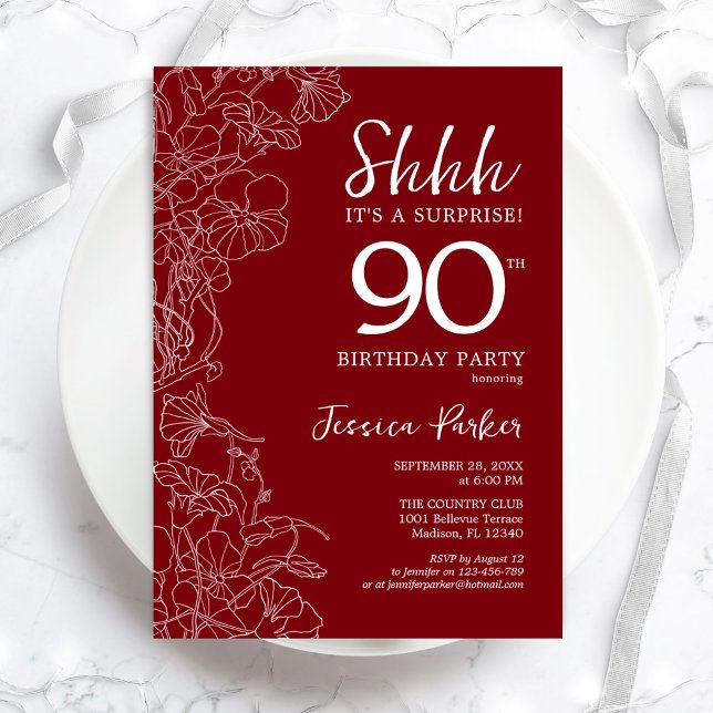 Invitación Sorpresa Blanca Roja 90 cumpleaños (Subido por el creador)