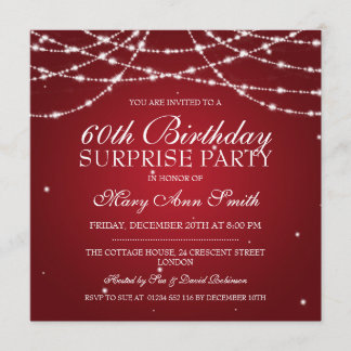 Invitación Sorpresa cadena de estrellas de cumpleaños roja