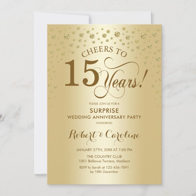 Invitación Sorpresa Celebración del 15º Aniversario de Oro (Anverso)