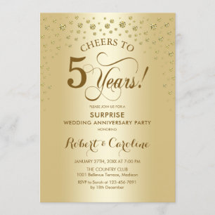 Invitación Sorpresa Celebración del 5to Aniversario de Oro