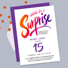 Invitación Sorpresa Colorida Moderna Cumpleaños 15 Script