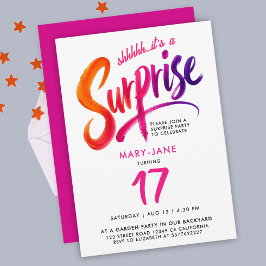 Invitación Sorpresa Colorida Rosa Genial Fiesta 17 Cumpleaños