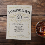 Invitación Sorpresa con tema de Age Whiskey 60 cumpleaños<br><div class="desc">Inspirada en la clásica etiqueta de whisky,  esta invitación de cumpleaños para adultos,  beige,  negro y dorado,  es genial para 30,  40,  50,  60,  70,  80,  90 o cualquier otra fiesta de cumpleaños,  fiesta sorpresa o cualquier otra ocasión. Personalizado con su propio texto e información fiesta.</div>