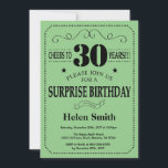 Invitación Sorpresa Cumpleaños 30 Negro y Verde<br><div class="desc">Invitación de Sorpresa Cumpleaños 30 Negro y Verde Tipografía. Fondo Negro y Verde. Cumpleaños de Adultos. Cumpleaños de Hombres o Mujeres. Invitación de Cumpleaños para Niños o Niñas, Adolescentes. 13 15 16 18 20 21 30 40 50 60 70 80 90 100. Cualquier Edad. Para una mayor personalización, haga clic...</div>
